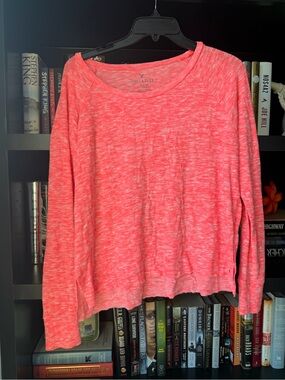 American Eagle Outfitters Pink Space-Dye Long Sleeve Sweatshirt